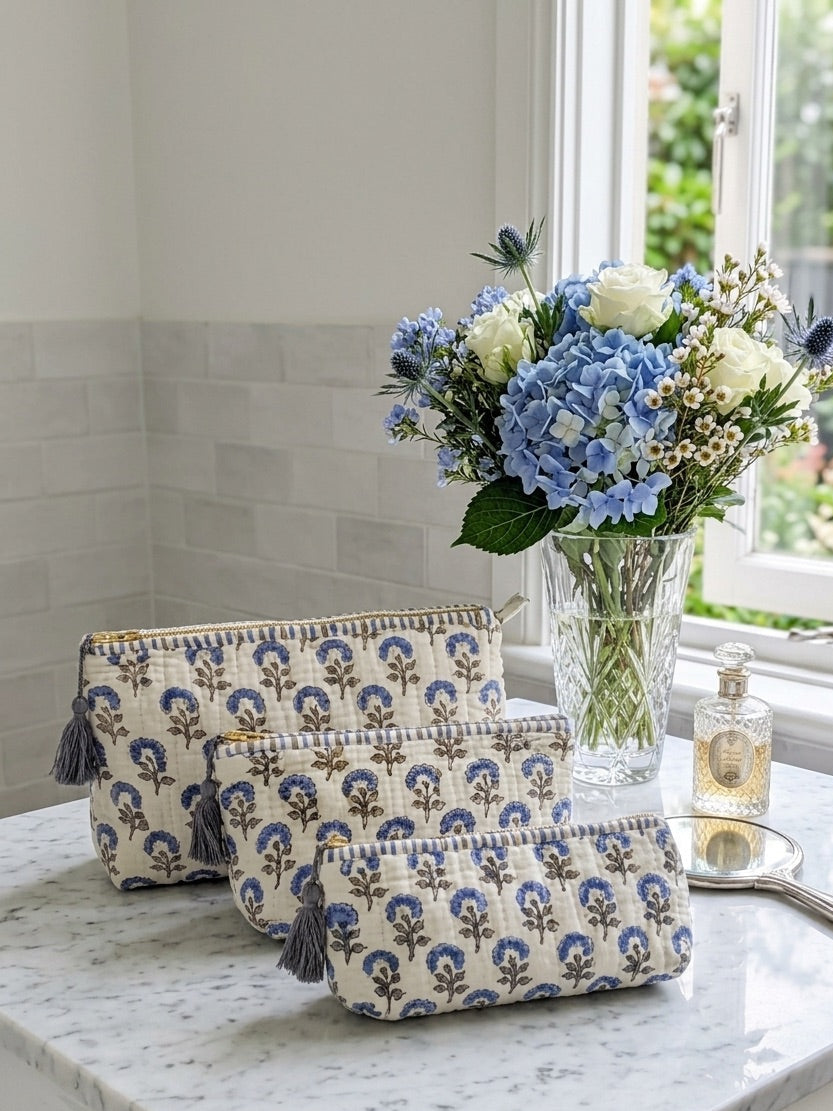 Blue Zinnia Quilted Makeup Pouch Set of 3
