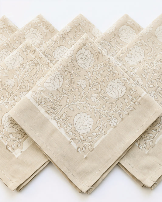 Silver-Grey Cutwork Floral – Set of 6 Placemats & Napkins
