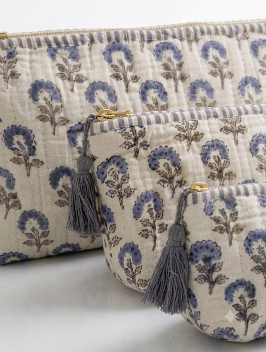 Blue Zinnia Quilted Makeup Pouch Set of 3