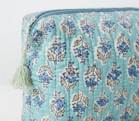 Mint Spring Quilted Toiletry Pouch