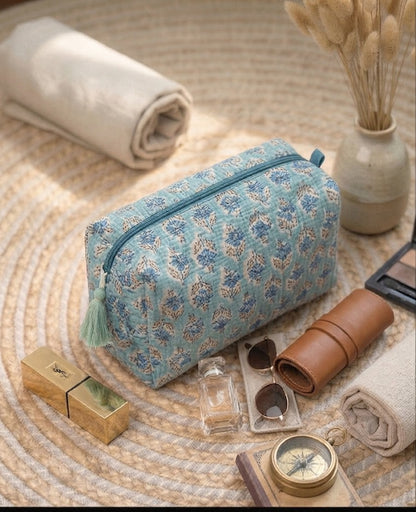 Mint Spring Quilted Toiletry Pouch