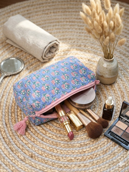 Sweet Rosebud Quilted Toiletry Pouch
