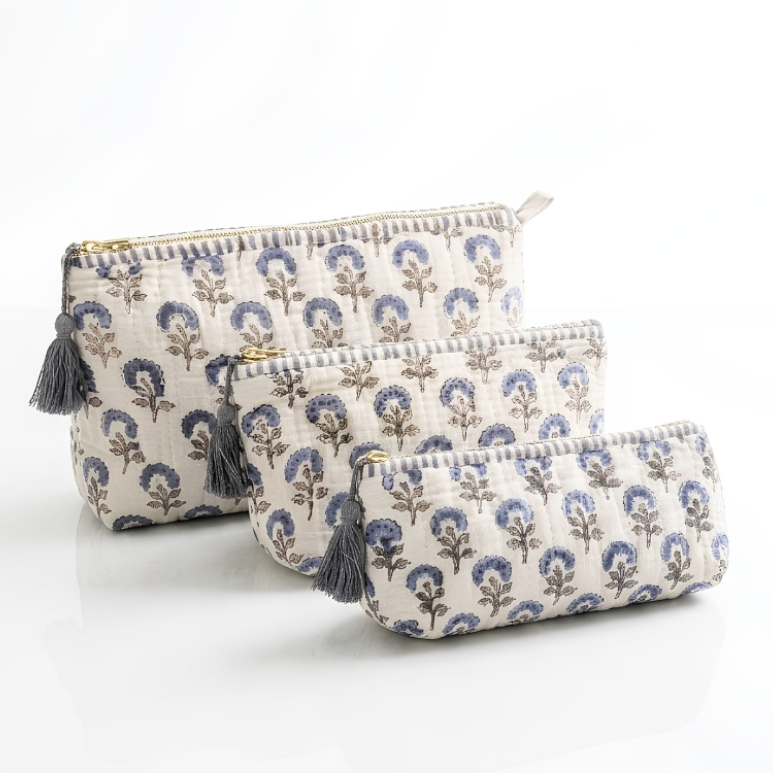 Blue Zinnia Quilted Makeup Pouch Set of 3
