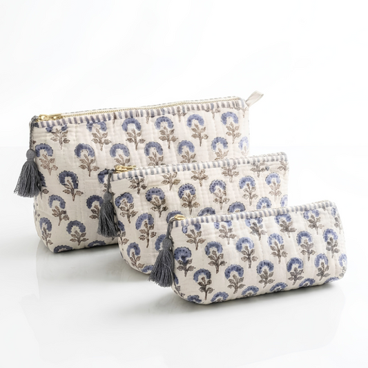 Blue Zinnia Quilted Makeup Pouch Set of 3