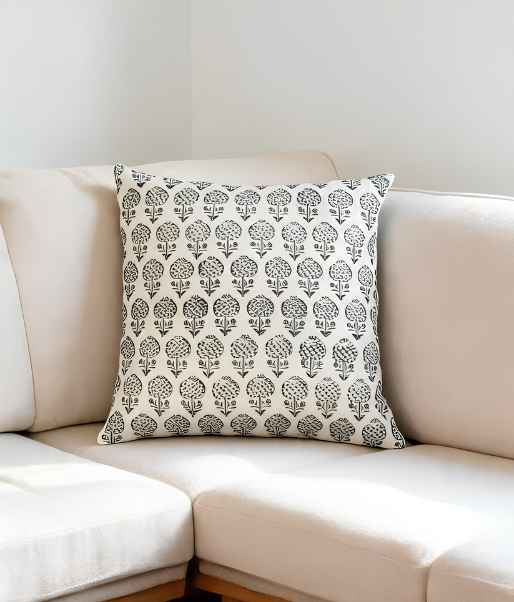 Charcoal Sprig Cushion Cover (19x19)