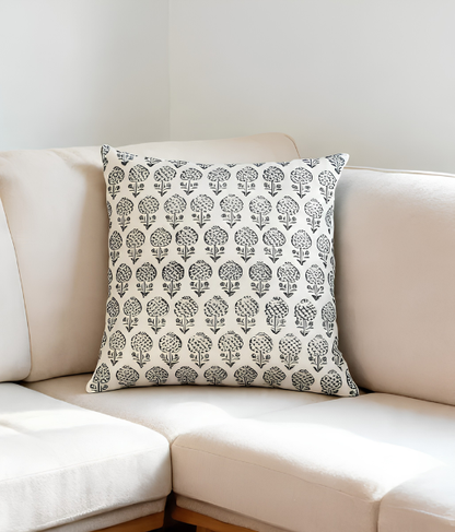 Charcoal Sprig Cushion Cover (19x19)