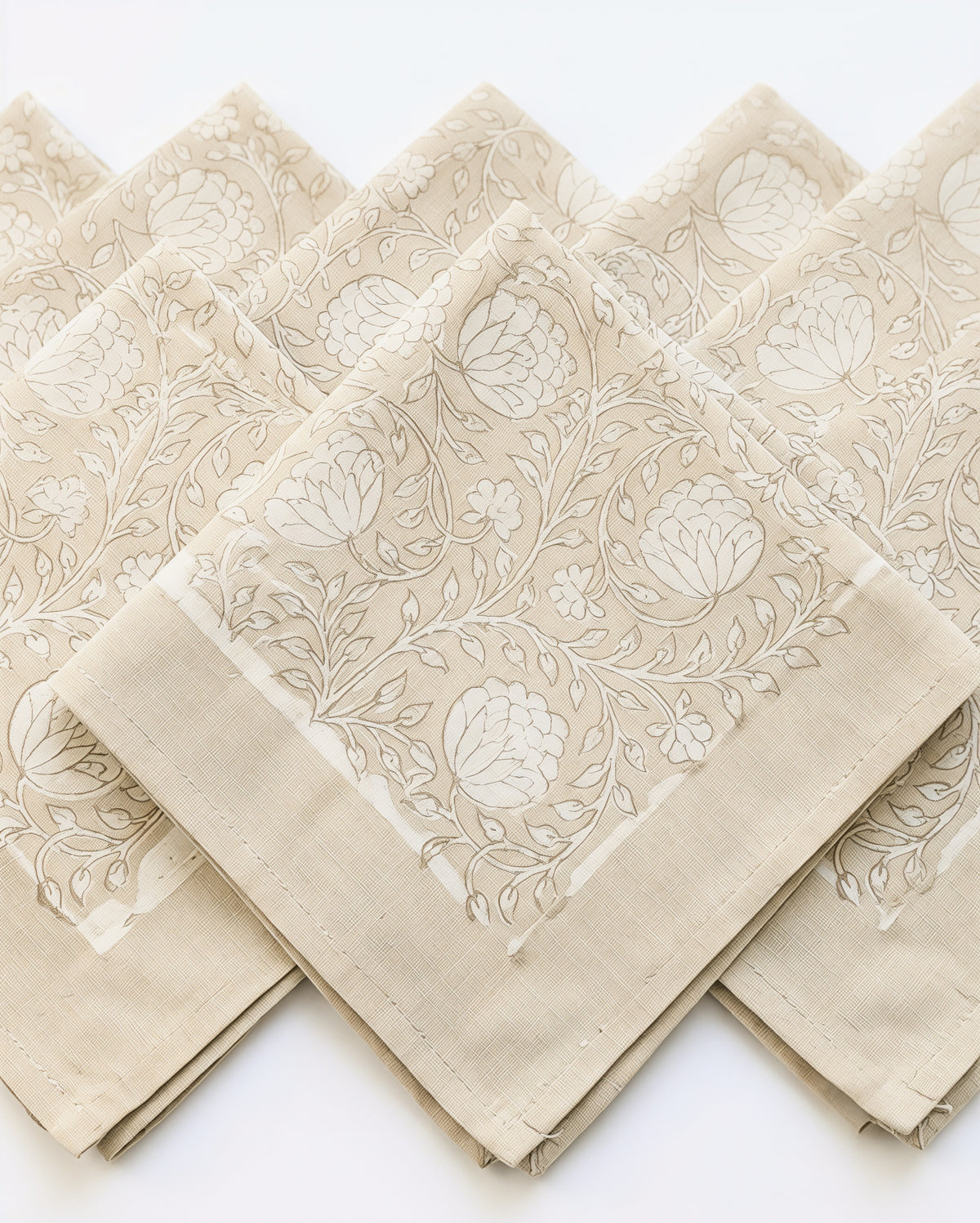 Silver-Grey Cutwork Floral – Set of 6 Placemats & Napkins