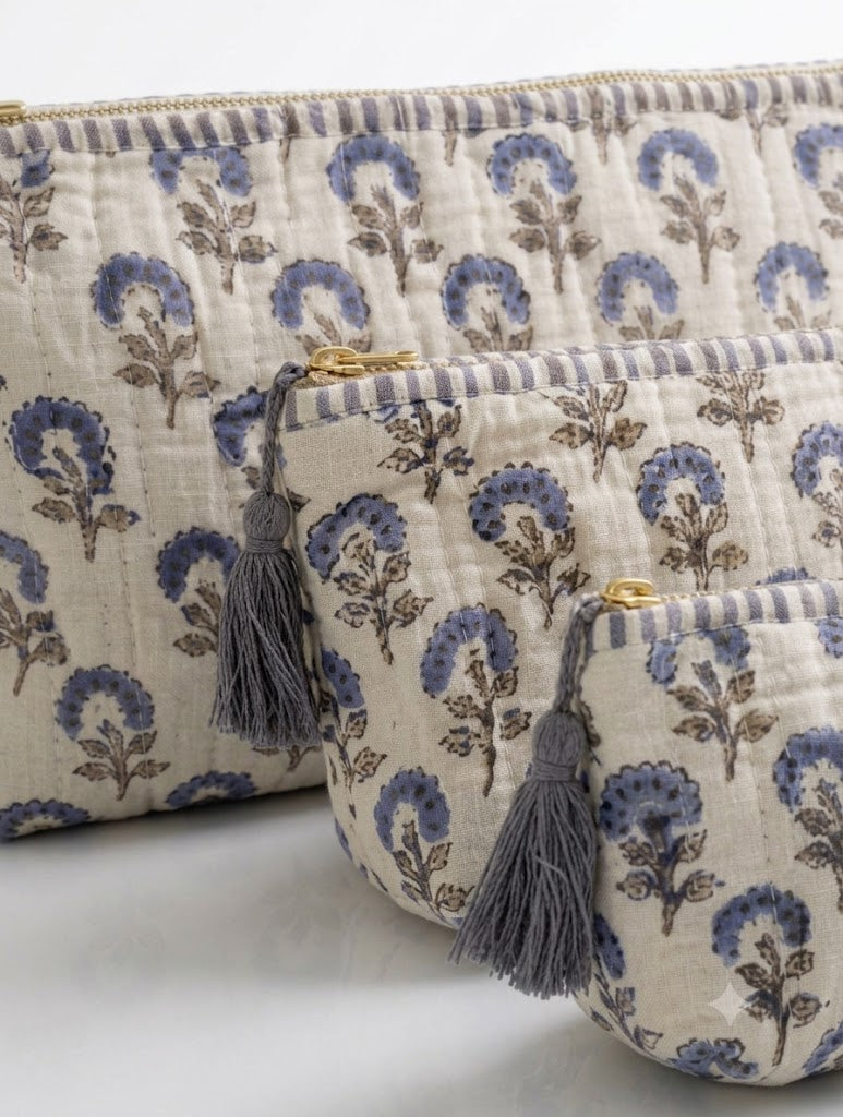 Blue Zinnia Quilted Makeup Pouch Set of 3
