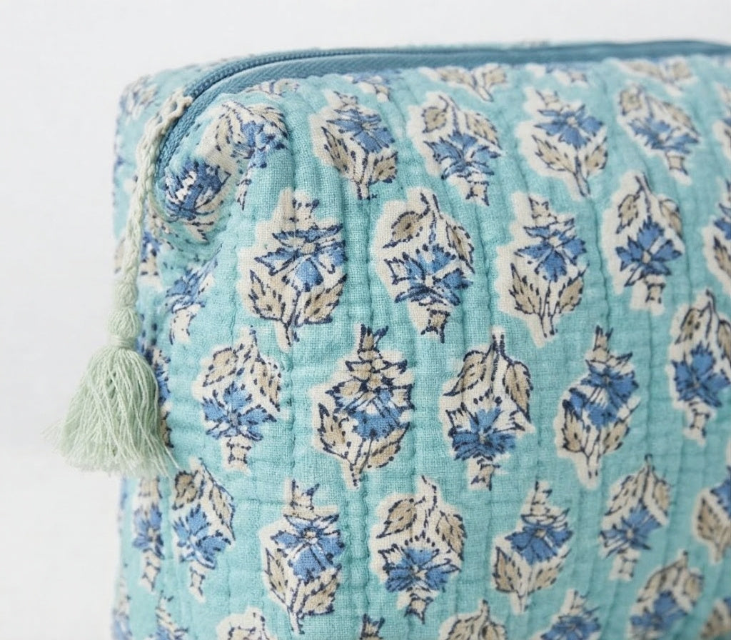 Mint Spring Quilted Toiletry Pouch