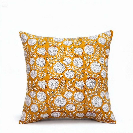 Saffron Bloom Cushion Cover (19x19)
