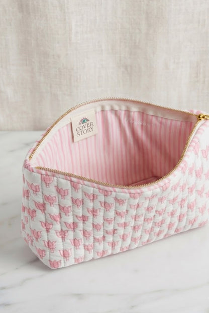 Blush Tulip Quilted Makeup Pouch Set of 3