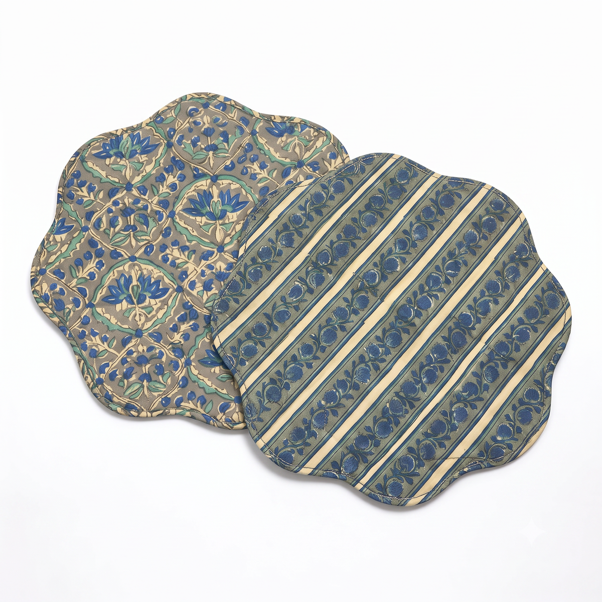 Reversible Sage Medallion Mats